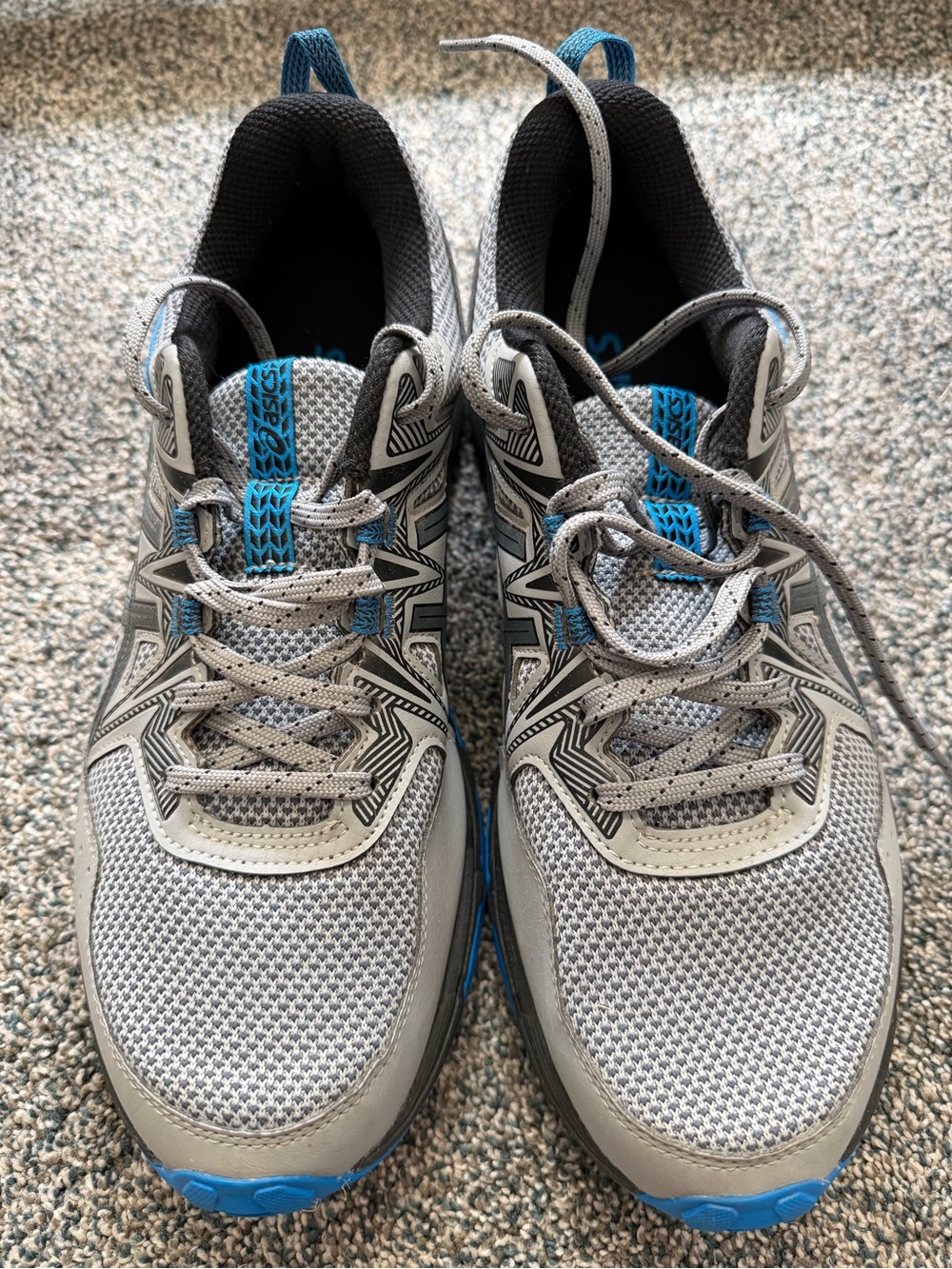 Asics Gray and Blue Men's Athletic Running Shoes